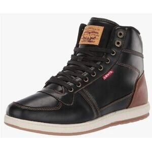 Levi's Men's 8.5 Stanton Burnished BT Black & Tan High Top Sneaker